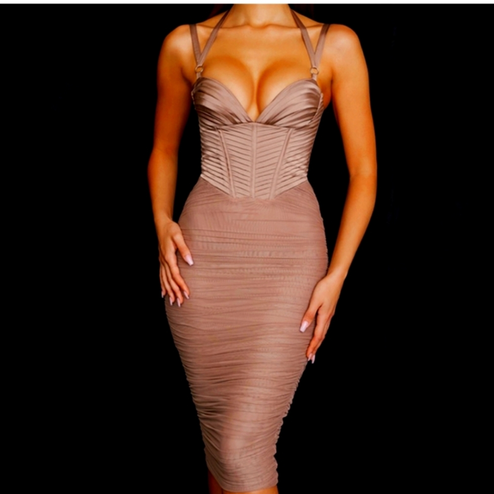 House of CB Josephine Taupe dress